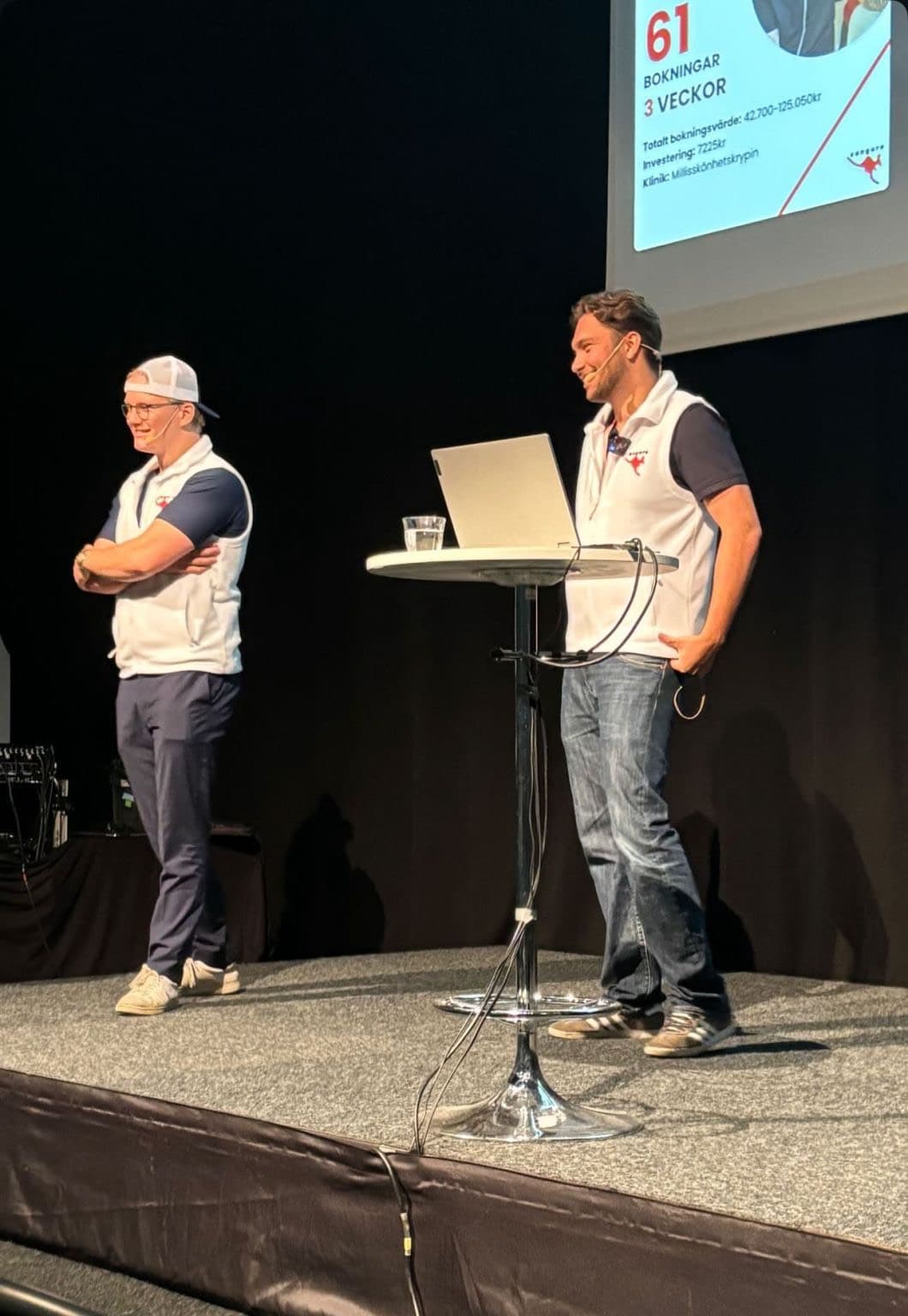 On stage with client results